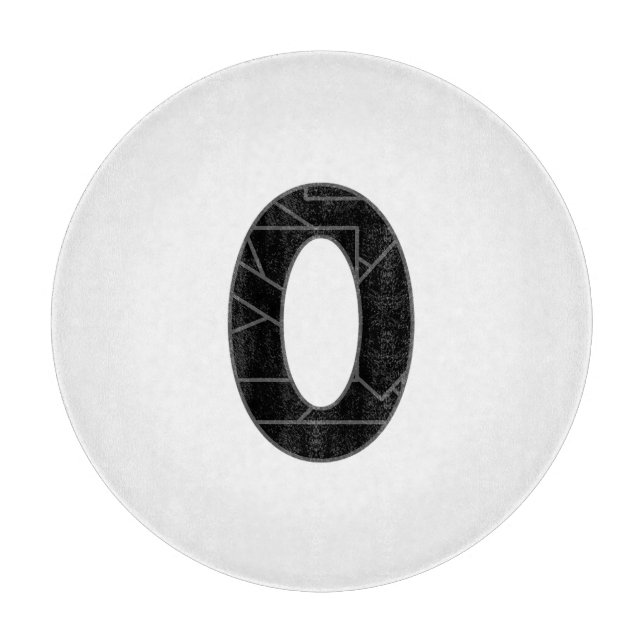 Numret noll (0) i svart (Framsidan)