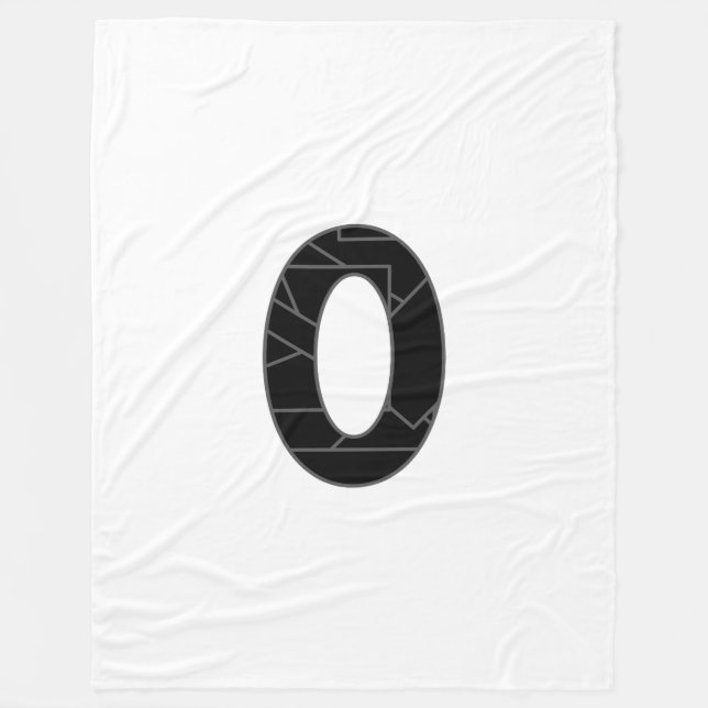 Numret noll (0) i svart fleecefilt (Framsidan)