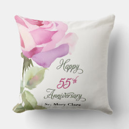 Nun 55-årsjubileum Anpassat Namn Rosa Ros Kudde