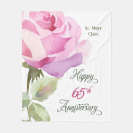 Nun 65-årsjubileum Anpassat Namn Rosa Ros Fleecefilt