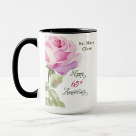 Nun 65-årsjubileum Anpassat Namn Rosa Ros Mugg