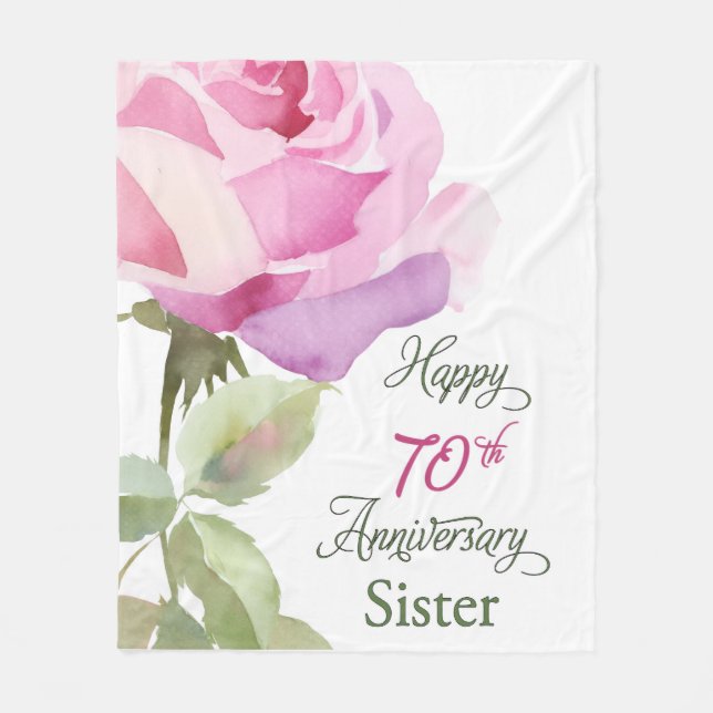 Nun 70-årsjubileum Syster Jubileum Rosa Ros Fleecefilt (Framsidan)