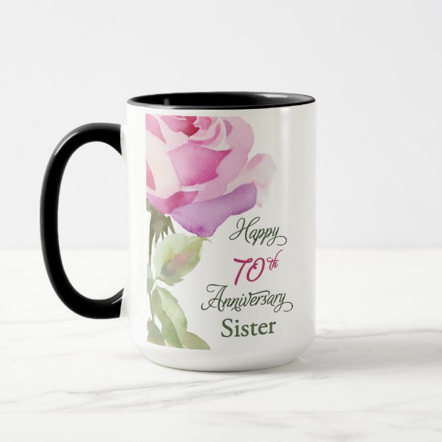 Nun 70th Anniversary Sister Jubilee Pink Rose Mugg (Vänster)