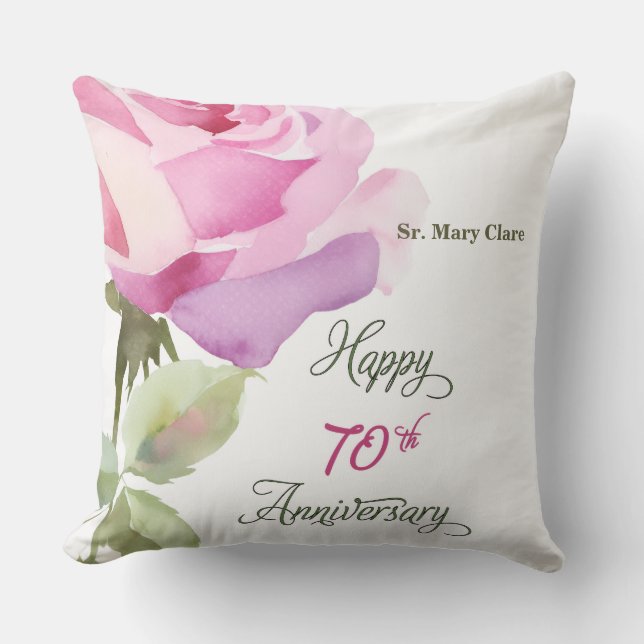 Nun Custom Name 70-årsjubileum Jubileumsros Kudde (Framsida)