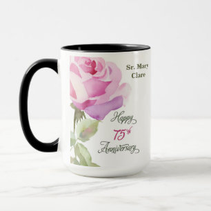 Nun Custom Name 75-årsjubileum Rosa Ros Mugg