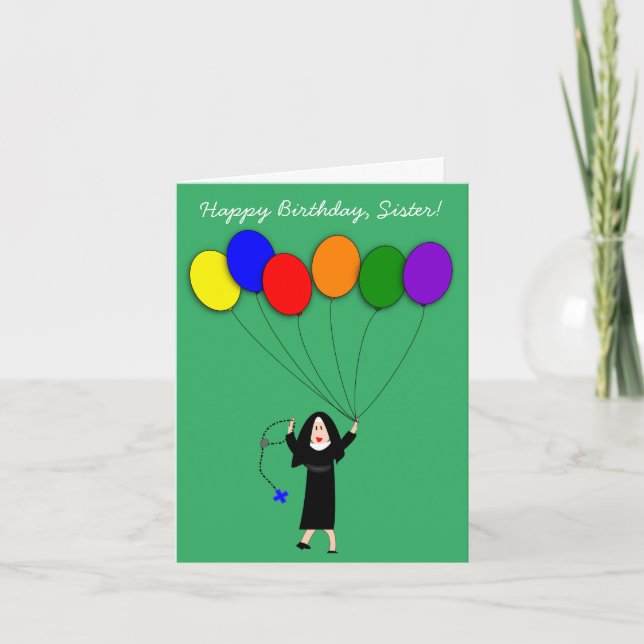 Nun Grattis på födelsedagen White Kort (Framsida)