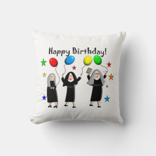 Nun Grattis på födelsedagen White Kudde