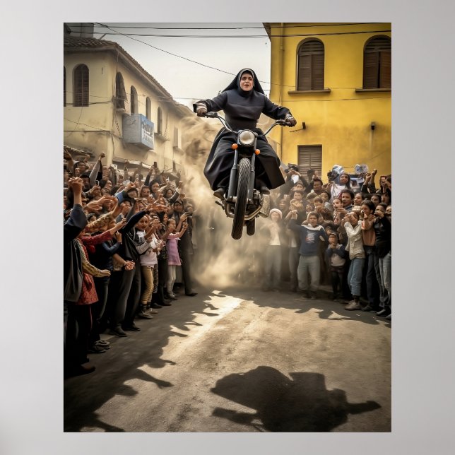 Nun Jumping Motorcykel Poster (Framsidan)