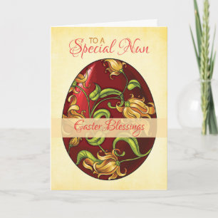 Nun Påsk Blessings, Egg with Lilies Helgkort