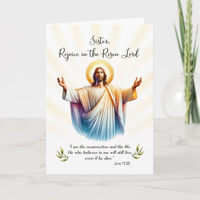 Nun Påsk Jesus är Risen Rejoice med Scripture Kort (Framsida)