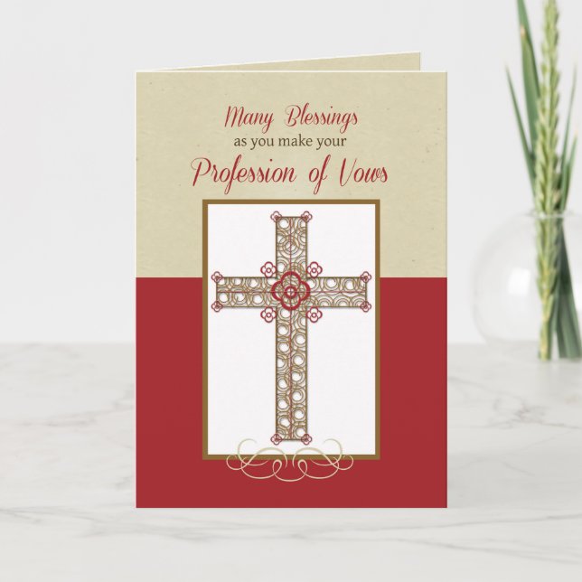 Nun Profession of Vows Grattiss Ornate Cros Kort (Framsida)