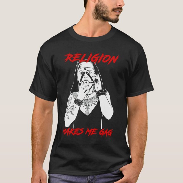 Nun Religion gör mig till Gag T Shirt (Framsida)
