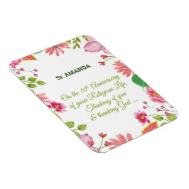 Nun Religiösa 10-årsjubileum Vattenfärgsblommor Magnet
