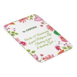 Nun Religiösa 45-årsjubileum Vattenfärgsblommor Magnet