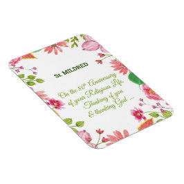 Nun Religiösa 80-årsjubileum Vattenfärgsblommor Magnet