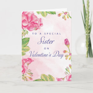Nun syster Valentines Day, Rosa Blommor Helgkort