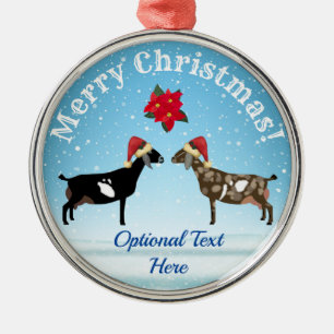 Nunbian Dairy Goat jul i snö Julgransprydnad Metall