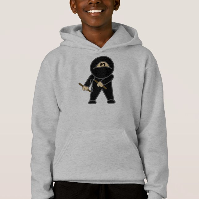 Nunchaku Ninja, gömmd drakepojke Hoodie T Shirt (Framsida)