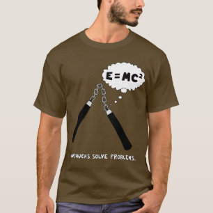 Nunchucks löser problemT-tröja: Brunt T-shirt