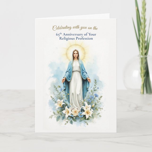 Nunna 65:e religiösa professions Maria-segnelse Kort (Framsida)