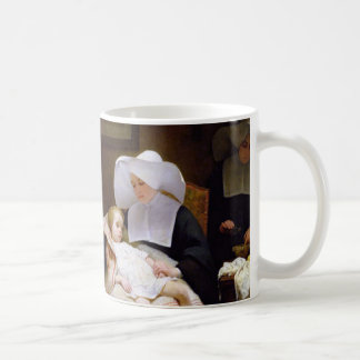 Nunna som att bry sig för ett sjukt barn kaffemugg