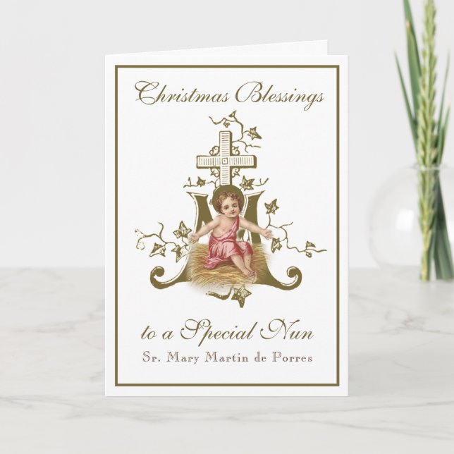 Nunneklostrets julsegel Baby Jesus födelse Kort (Framsida)