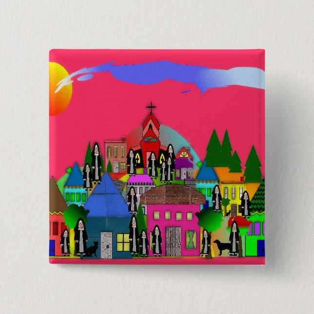 "Nunnor nyckfulla konstgåvor av för byn" Knapp (Framsida)