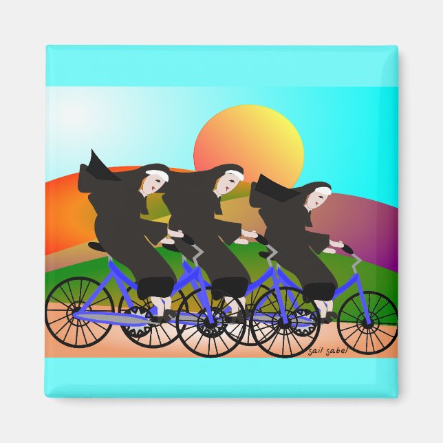 Nunnor på Bicycles Art Gifts Magnet (Framsidan)