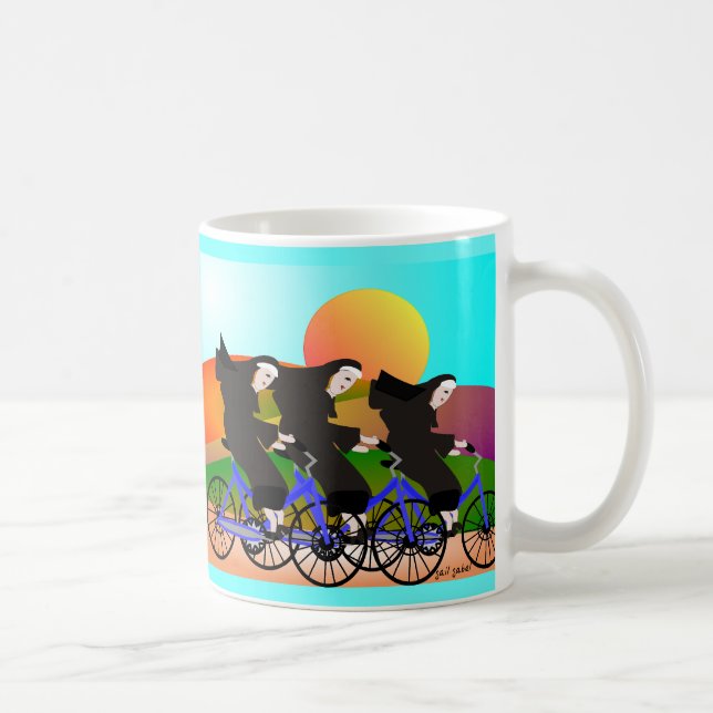 Nunnor på cykelkonstgåvor kaffemugg (Höger)
