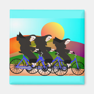 Nunnor på cykelkonstgåvor magnet