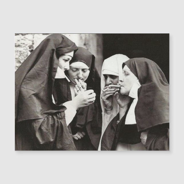 NUNNOR RÖKAR VINTAGE FOTO KORT (Framsida)