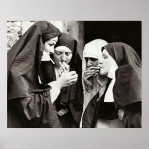Nunnor som röker Vintage Foto Poster
