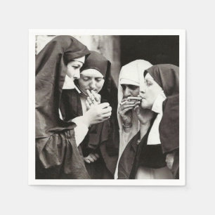 Nunnor som röker vintagefotografi pappersservett
