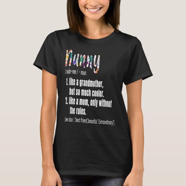 Nunny Definition Mors dag & Birthday Grandmot T Shirt (Framsida)