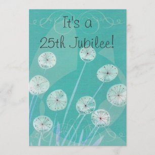 Nuns 25:e jubileinbjudan Teal Blommigt Design Inbjudningar