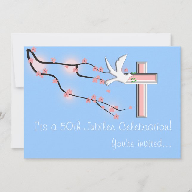 Nuns 50:e jubilee Firande inbjudan Blue (Framsida)