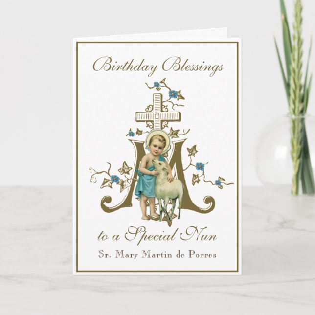 Nuns Birthday Blessings Firande Virgin Mary Kort (Framsida)
