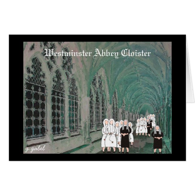 Nuns i Westminster Abbey Cloister Hälsningskort (Framsidan Horizontal)