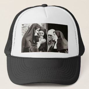 Nuns Rökning av Vintage foto Keps