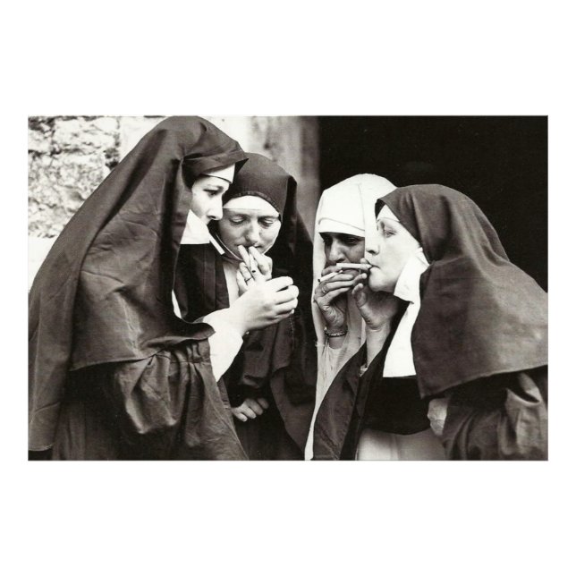 NUNS RÖKNING VINTAGE PHOTO FOTOTRYCK (Framsidan)