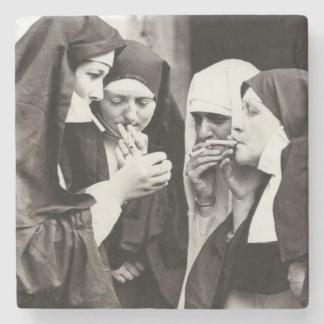 Nuns Smoking Vintage Photograph Stenunderlägg (Framsidan)