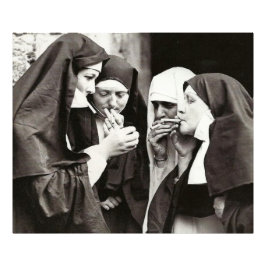 Nuns Smoking Vintage Photography Fototryck