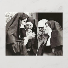 Nuns Smoking Vintage Photography Vykort