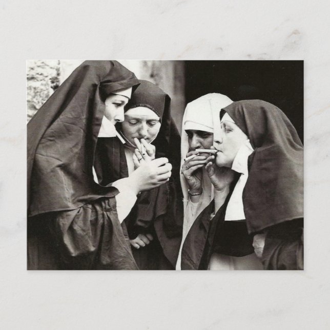 Nuns Smoking Vintage Photography Vykort (Framsida)