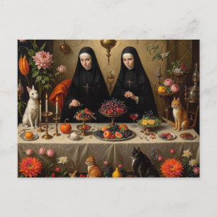 Nuns Surreal Feast för Kattdjur Vykort