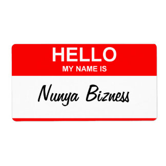 Nunya Bizness-attityd mot namn bricka Fraktsedel