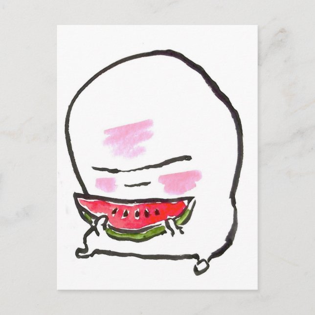 nuppera kun eats vattenmelon vykort (Framsida)