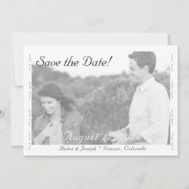 Nuptial Grace B&W Wedding Flat Save The Date Card Spara Datumet