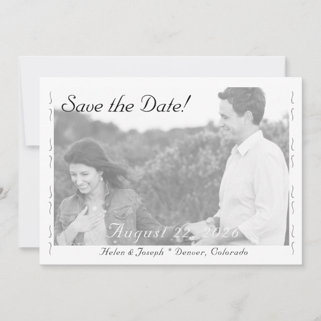 Nuptial Grace B&W Wedding Flat Save The Date Card Spara Datumet (Framsida)
