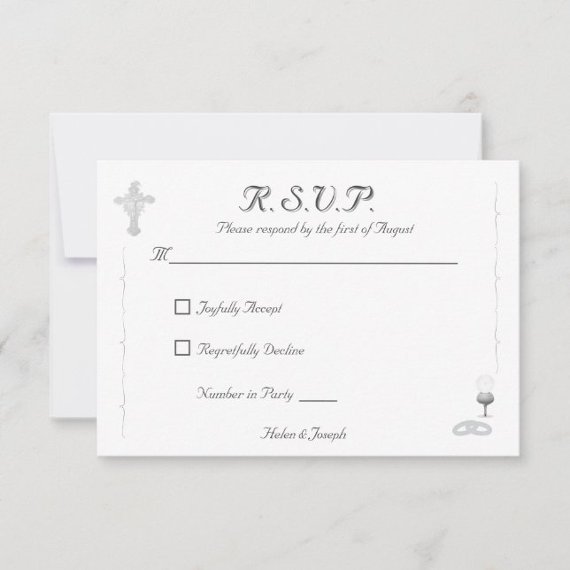 Nuptial Grace Catholic Wedding Response Card OSA Kort (Framsida)